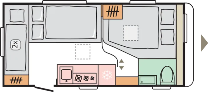 Grundriss Nacht Adria Aviva 472 PK - Modell 2026 - DB, 2 Etagenb.