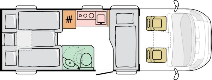Grundriss Nacht Adria Compact DL 60 Years - Verfügbar ab 07/2026