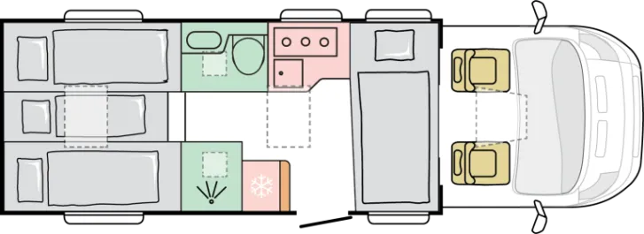 Grundriss Nacht Adria Coral 670 DL 60 Years