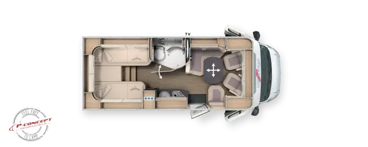 Grundriss Tag Carthago C1-tourer T 143 KB-LE lightweight 3.5t *gebraucht-geprüft-gekauft*