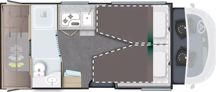 Grundriss Nacht Chausson Teilintegrierte 630 Titanium Line Modell 2026, sofort verfügbar