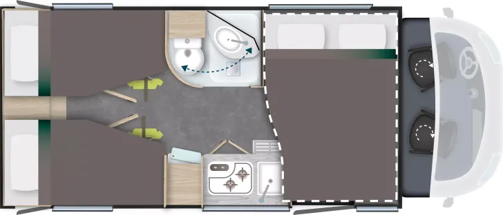 Grundriss Nacht Chausson Teilintegrierte 627 Titanium Line Modell 2026, sofort verfügbar