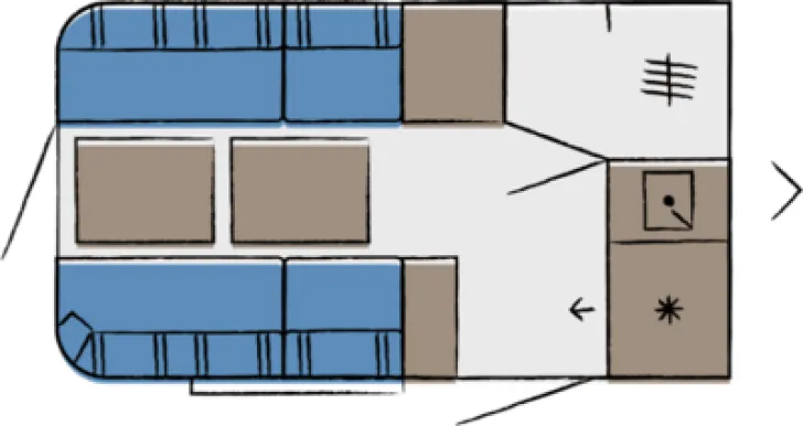 Grundriss Tag Hobby Beachy 360 Autarkvor.*Porta Potti*1.200