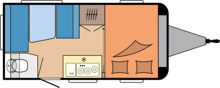 Grundriss Tag Hobby OnTour 390 SF Auflastung + Bugfenster