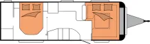 Grundriss Nacht Hobby Prestige 720 WQC Abverkauf / 2500 kg