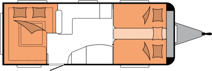 Grundriss Nacht Hobby Prestige 620 CL Modell 2026 / 2200 kg