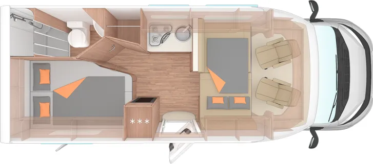 Grundriss Nacht Weinsberg CaraSuite 650 MF Mietwagen verfügbar ab Nov`26