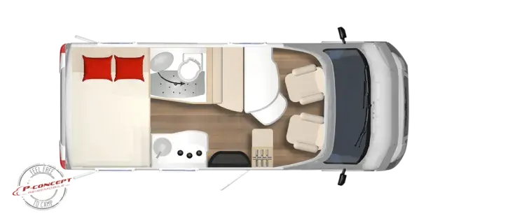 Grundriss Nacht Bürstner Travel Van T 590 G gebraucht-geprüft-gekauft*1.Hd