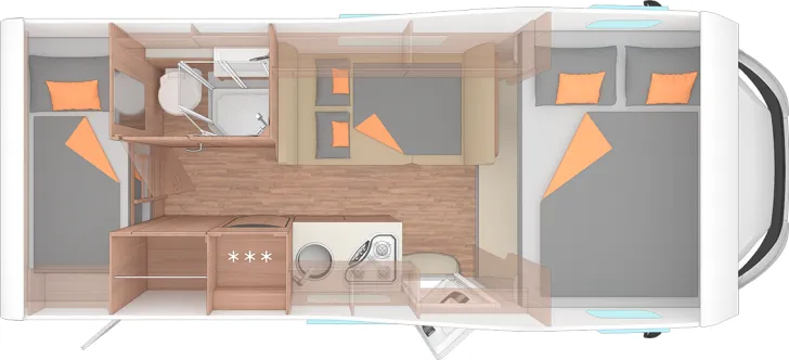 Grundriss Nacht Weinsberg CaraHome 600 DKG Mietfahrzeug verfügbar Nov`26