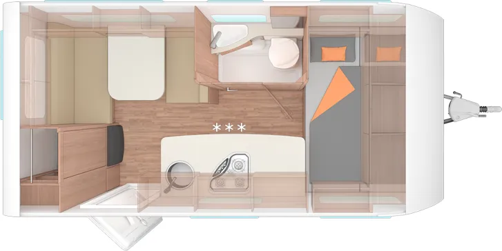 Grundriss Tag Weinsberg CaraOne 420 QD Modell 2026 mit Paket