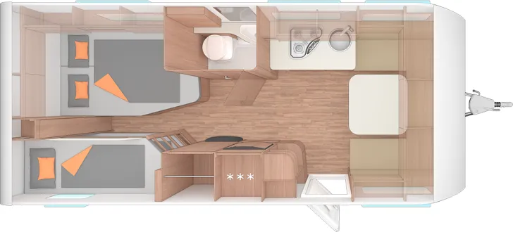 Grundriss Tag Weinsberg CaraOne 550 UK 2026 Insektenschutztür