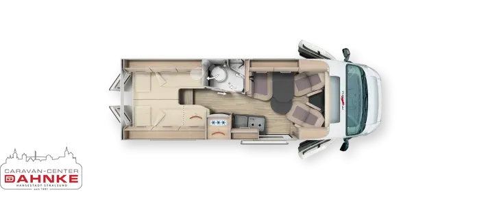 Grundriss Tag Malibu Van Comfort 640 LE charming GT skyview 16.215,- Euro gesparrt