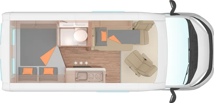 Grundriss Nacht Weinsberg CaraBus GREY 540 MQ EDITION [FIRE] *Automatik*Care-Drive-Paket*