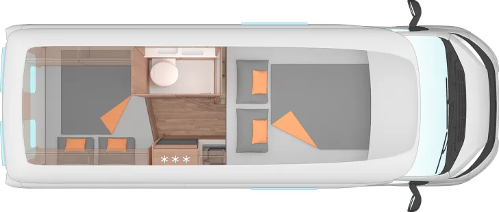 Grundriss Nacht Weinsberg CaraBus GREY 600 MQH EDITION [FIRE] Sofort verfügbar