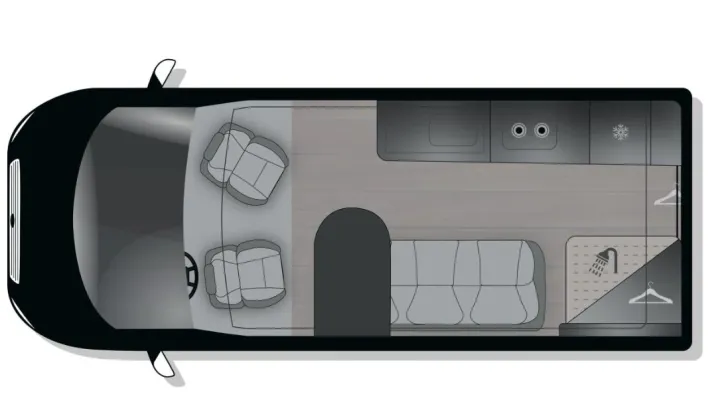 Grundriss Tag Crosscamp Camper Vans CV FLEX 541 Biker & Surfer aufgepasst,...