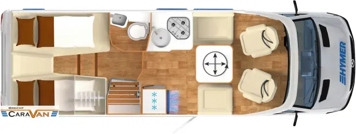 Grundriss Tag Hymer Tramp S 685 Hubbett elektr./Klima Dach
