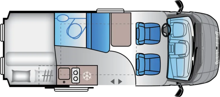 Grundriss Tag Sun Living V 55 SP -mit Hubdach nur 5,41m lang