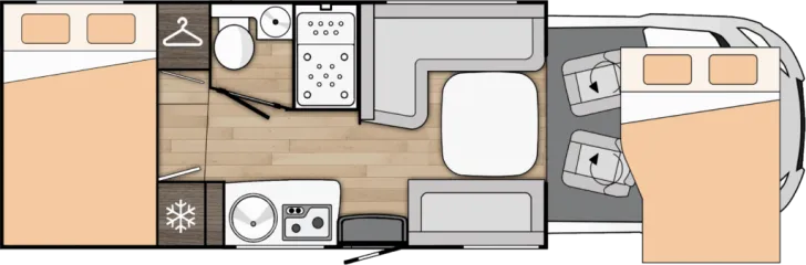 Grundriss Tag Benimar Tessoro T444 Northautokap SOLAR MARKISE NAV