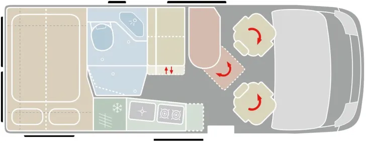 Grundriss Tag VanTourer 600 D - Kompressorkühlschrank 165PS