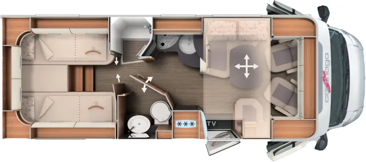 Grundriss Tag Carthago C1-tourer T 145 RB-LE lightweight 3.5t