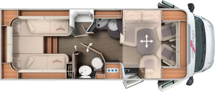 Grundriss Tag Carthago C1-tourer T 147 RB-LE „K“ lightweight 3.5 t