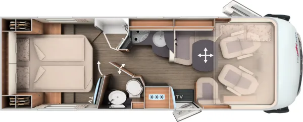 Tagesgrundriss Carthago C2-tourer I 148 RB-QB "L" comfort 4.2t