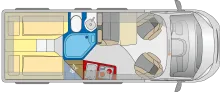Grundriss Tag Globecar Campscout Elegance mit Längsbetten