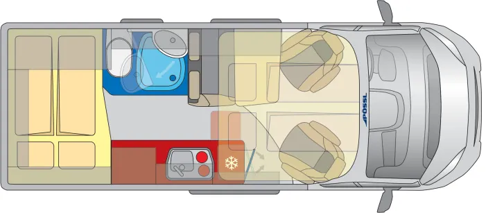 Grundriss Tag Pössl H-Line 2WIN Vario mit 4 Schlafplätze