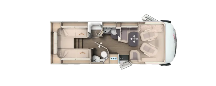 Grundriss Tag Carthago C2-tourer I 145 RB-LE lightweight 3.5t Mercedes Benz