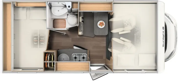 Grundriss Tag Sunlight A 60 inkl. NAVI & RÜCKFAHRKAMERA TV/SAT-PAKET