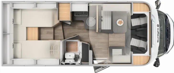 Grundriss Tag Sunlight Adventure T 66S Markise, Hubbett, Radträger