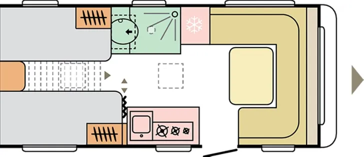 Grundriss Tag Adria Adora 502 UL Markise, Autarkpaket, Fahrradträger