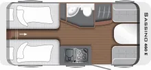 Grundriss Tag LMC Sassino 460 E Fliegenschutztür/Dusch-Paket/Sassino-Paket/1,36t