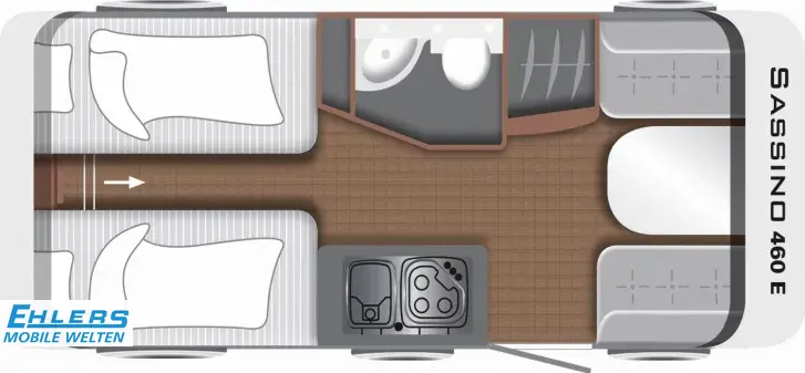 Grundriss Tag LMC Sassino 460 E Fliegenschutztür/Dusch-Paket/Sassino-Paket/1,36t