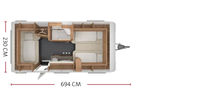 Grundriss Nacht Tabbert Da Vinci 460 E 2,3