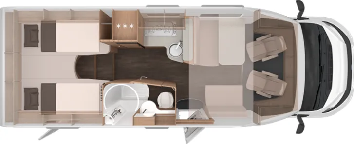 Grundriss Tag Knaus L!VE WAVE 700 MEG Platinum Selection Automatik | Modell 2026