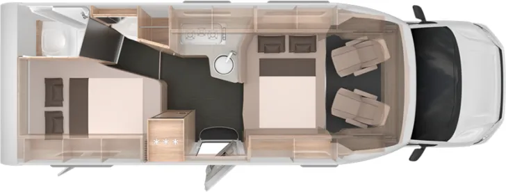 Grundriss Nacht Knaus Van TI Plus 700 LF Platinum Selection *2026*163PS*Auto*Allrad*