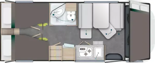 Tagesgrundriss Challenger Alkoven C387 Break Edition