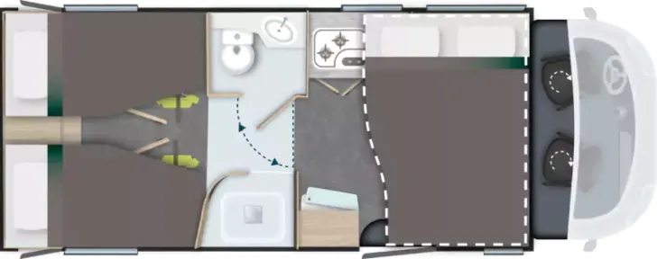 Grundriss Nacht Challenger Vollintegriert 3057 Graphite Edition Fiat 180 PS, 4.400 kg