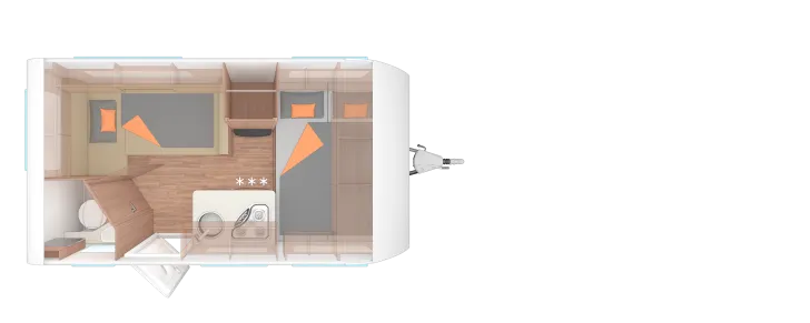 Grundriss Nacht Weinsberg CaraOne 390 QD 3 x Paket/1350kg/Ambientelicht