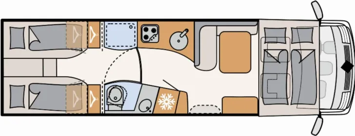 Grundriss Tag Dethleffs Globetrotter XL I 7850-2 EB