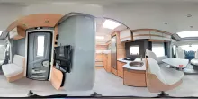 360° Innenansicht Dethleffs Just Camp Active T 6812 EB Hubbett, Sat, TV
