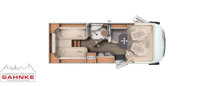 Grundriss Tag Carthago C2-tourer I 141 KB-LE lightweight 3.5t Mod. 26 3,5t