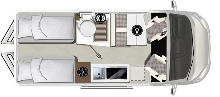 Grundriss Tag Karmann Mobil Davis Lifestyle 620 Solar - Dieselheizung - ALU