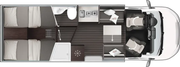 Grundriss Tag Roller Team Zefiro 287 P 2xLithium Heavy 400W Solar 2026