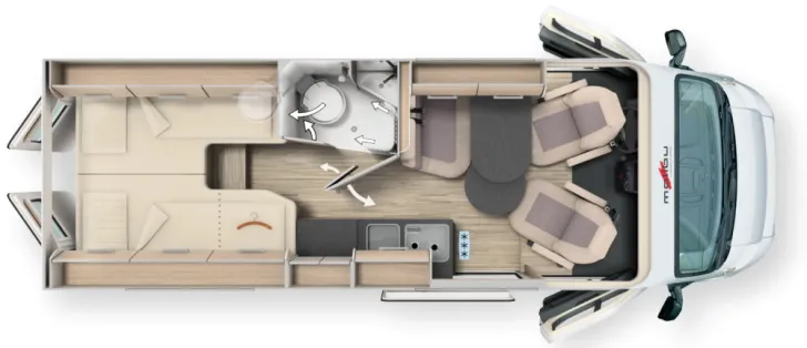 Grundriss Tag Malibu first class - two rooms 640 LE RB GT * Radtr. 60kg,