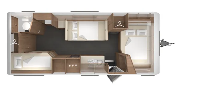 Grundriss Nacht Tabbert Senara 620 DMK 2,5 4 Pakete | Glattblech | Aktion