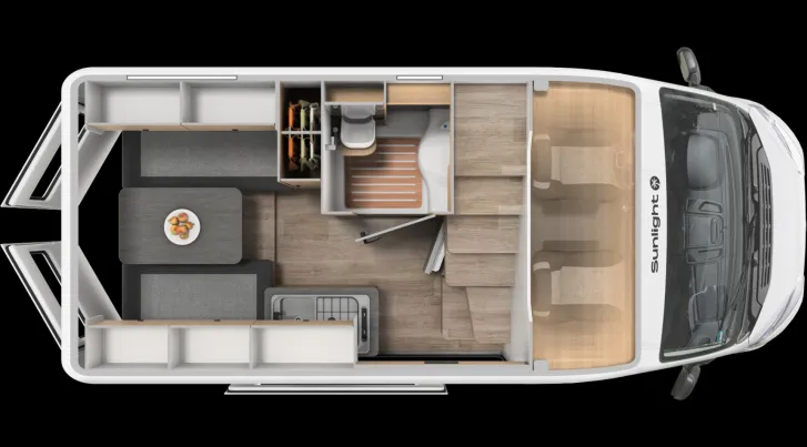 Grundriss Tag Sunlight Camper Van CLIFF 540 Vanlife Graphit Grau