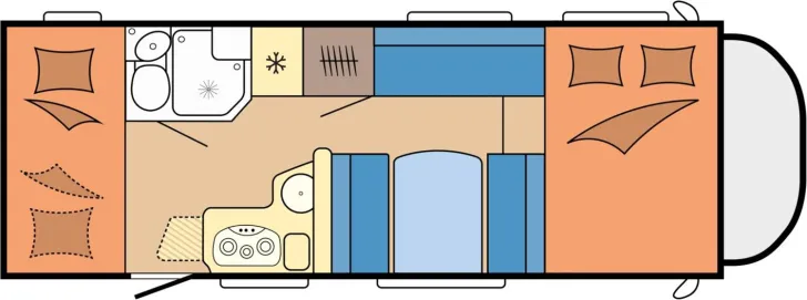 Grundriss Tag Hobby Optima OnTour Alkoven A65 KM
