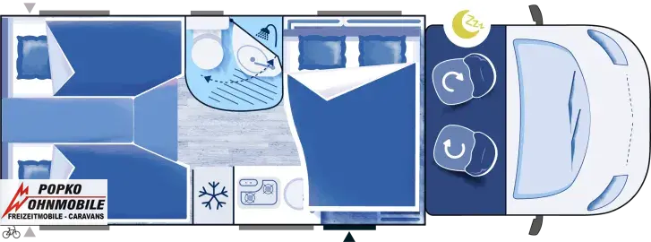 Grundriss Nacht Chausson Teilintegrierte 627 Titanium Line Abstandstempomat